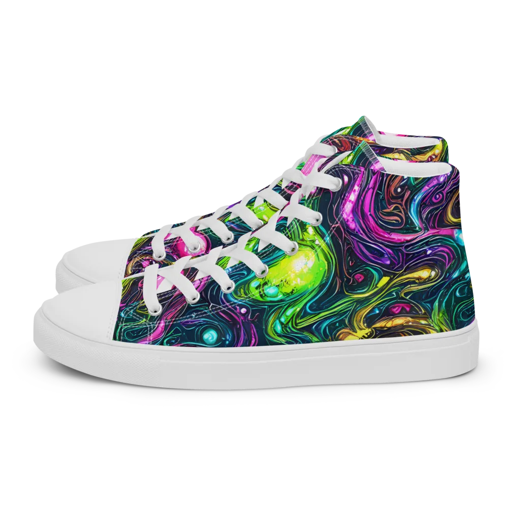 Cosmic Candy Current on Men's High Top Canvas Shoes — Left