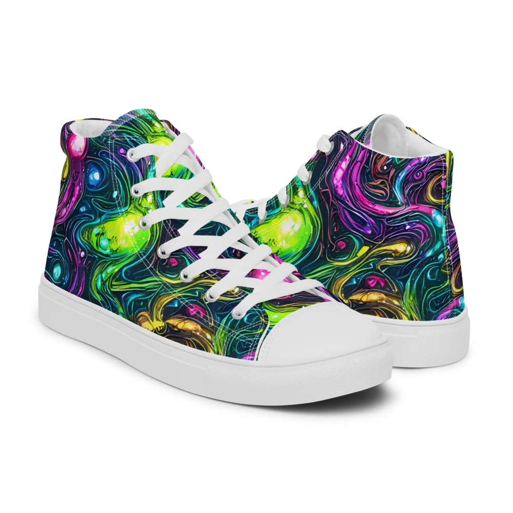 Cosmic Candy Current on Men's High Top Canvas Shoes — Right
