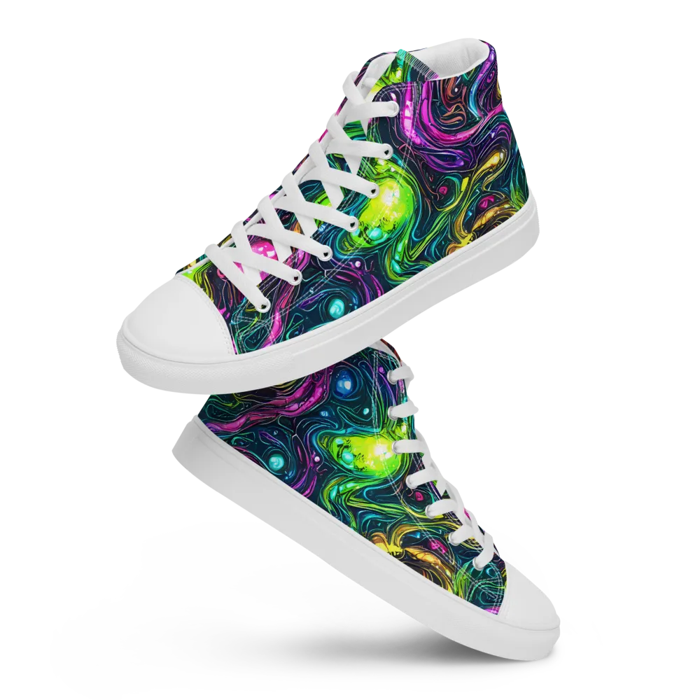 Cosmic Candy Current on Men's High Top Canvas Shoes — Front