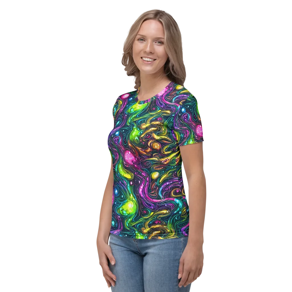 Cosmic Candy Current on Women's Crew Neck T-Shirt — Left