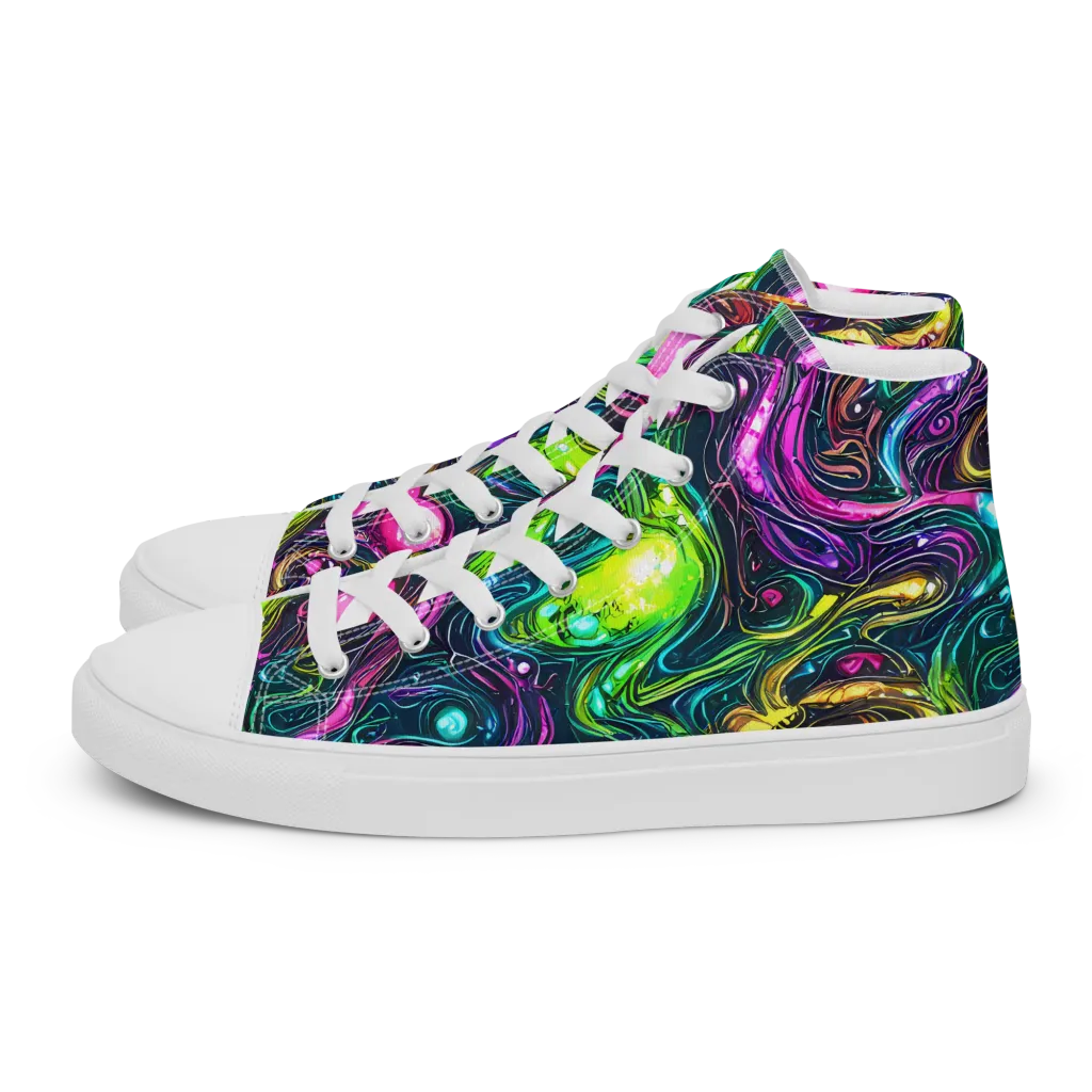 Cosmic Candy Current on Women's High Top Canvas Shoes — Left