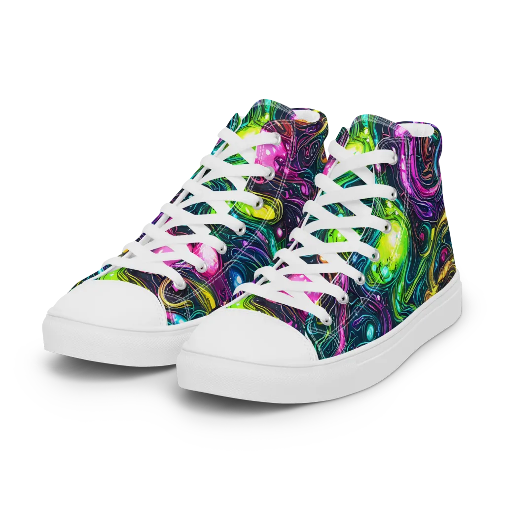 Cosmic Candy Current on Women's High Top Canvas Shoes — Left Front