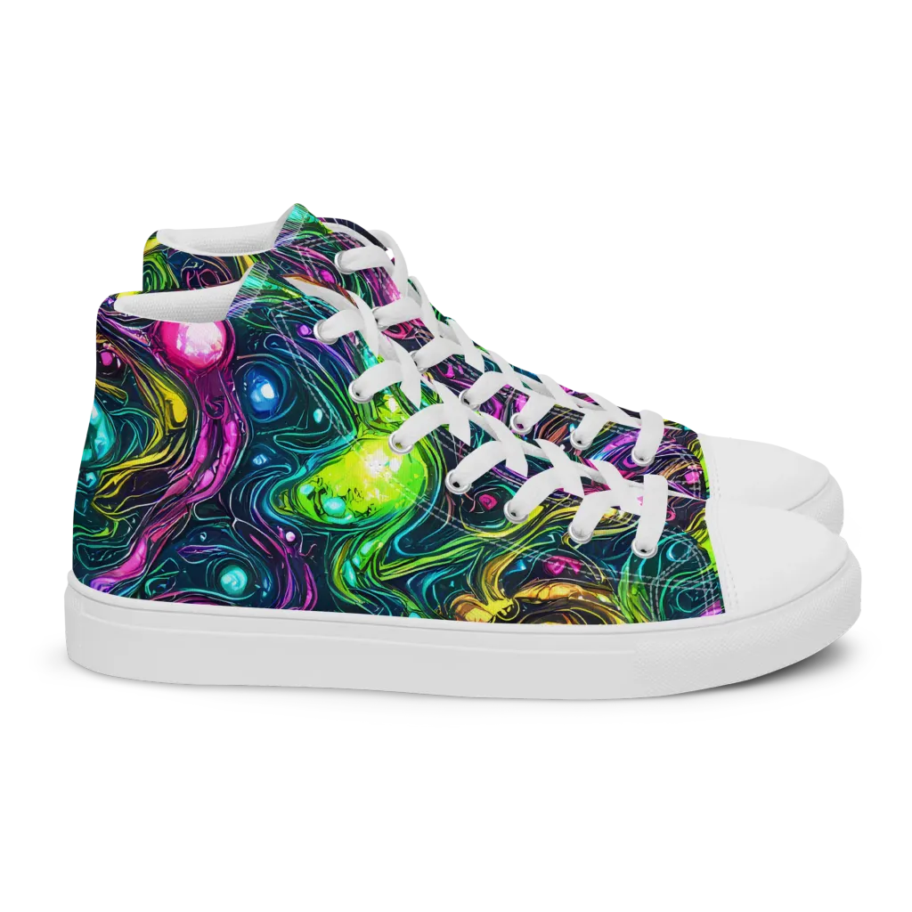 Cosmic Candy Current on Women's High Top Canvas Shoes — Right