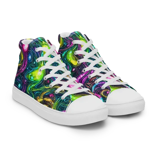 Cosmic Candy Current on a Women's High Top Canvas Shoes