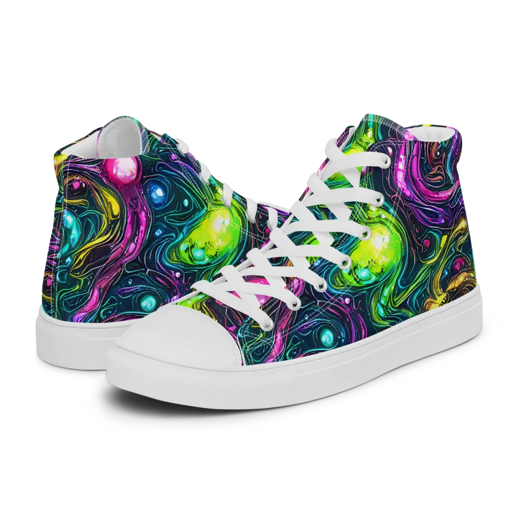 Cosmic Candy Current on Women's High Top Canvas Shoes — Left