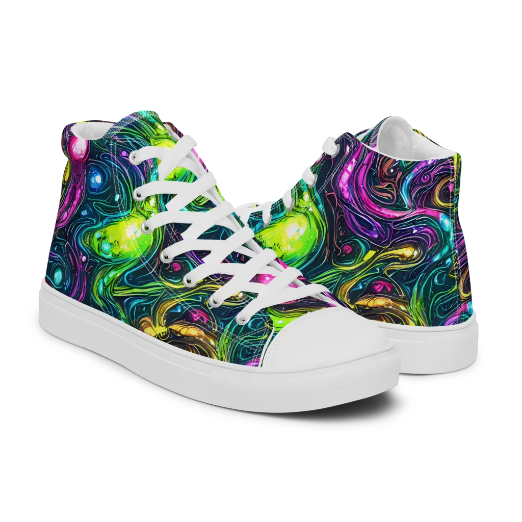 Cosmic Candy Current on Women's High Top Canvas Shoes — Right