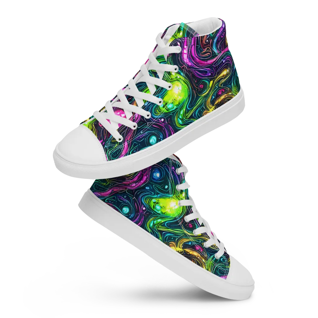 Cosmic Candy Current on Women's High Top Canvas Shoes — Front