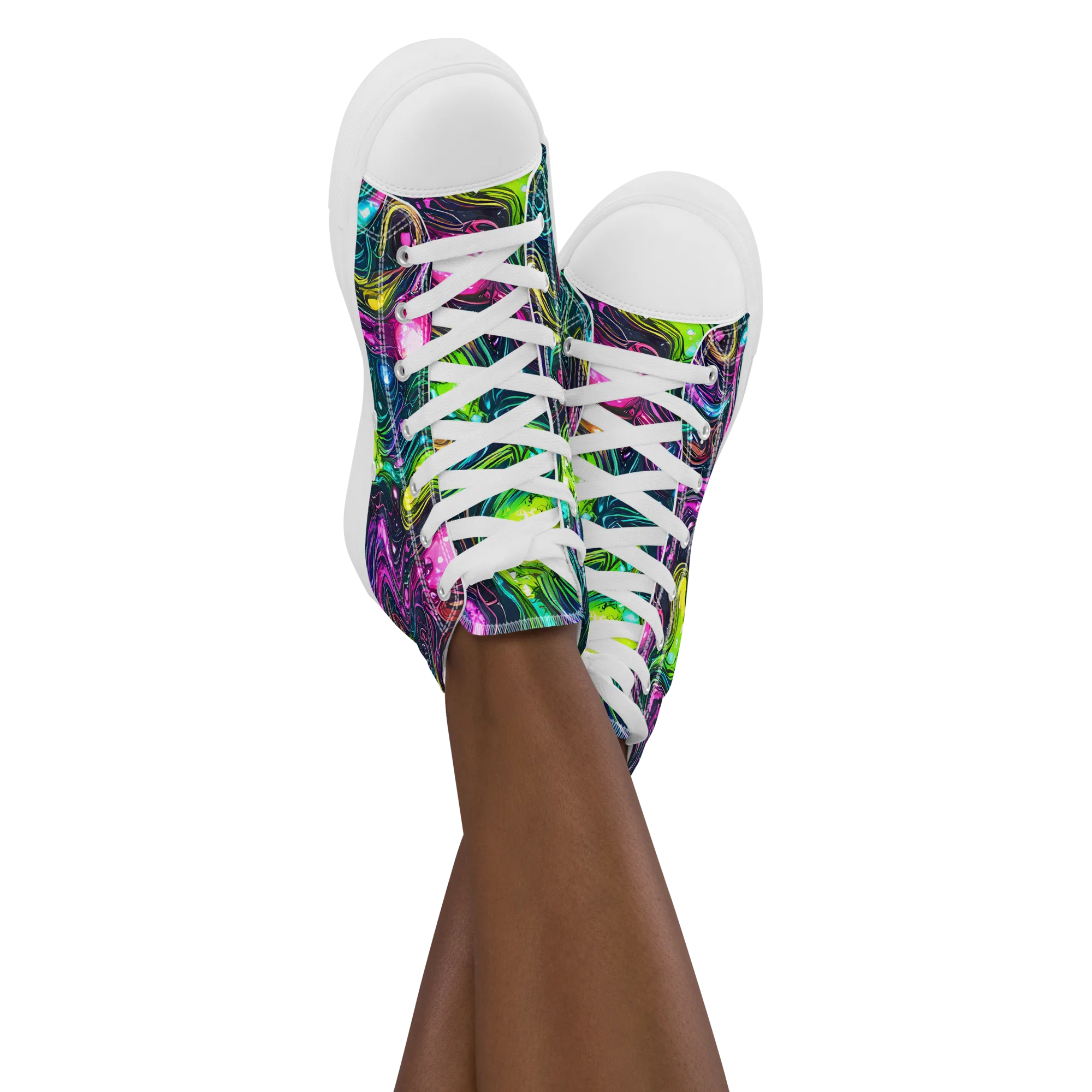 Cosmic Candy Current on Women's High Top Canvas Shoes — Front