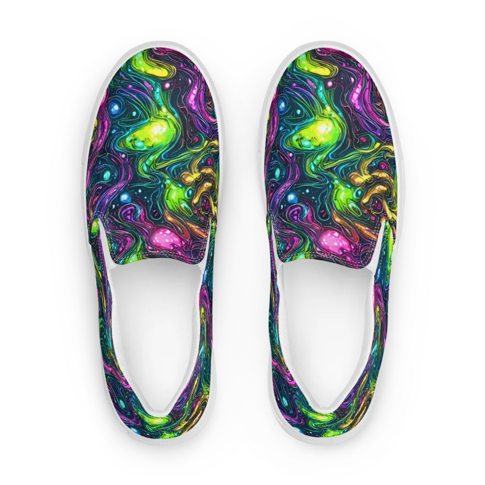 Cosmic Candy Current on Men's Slip-On Canvas Shoes — Front