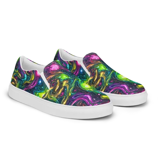 Cosmic Candy Current on a Men's Slip-On Canvas Shoes