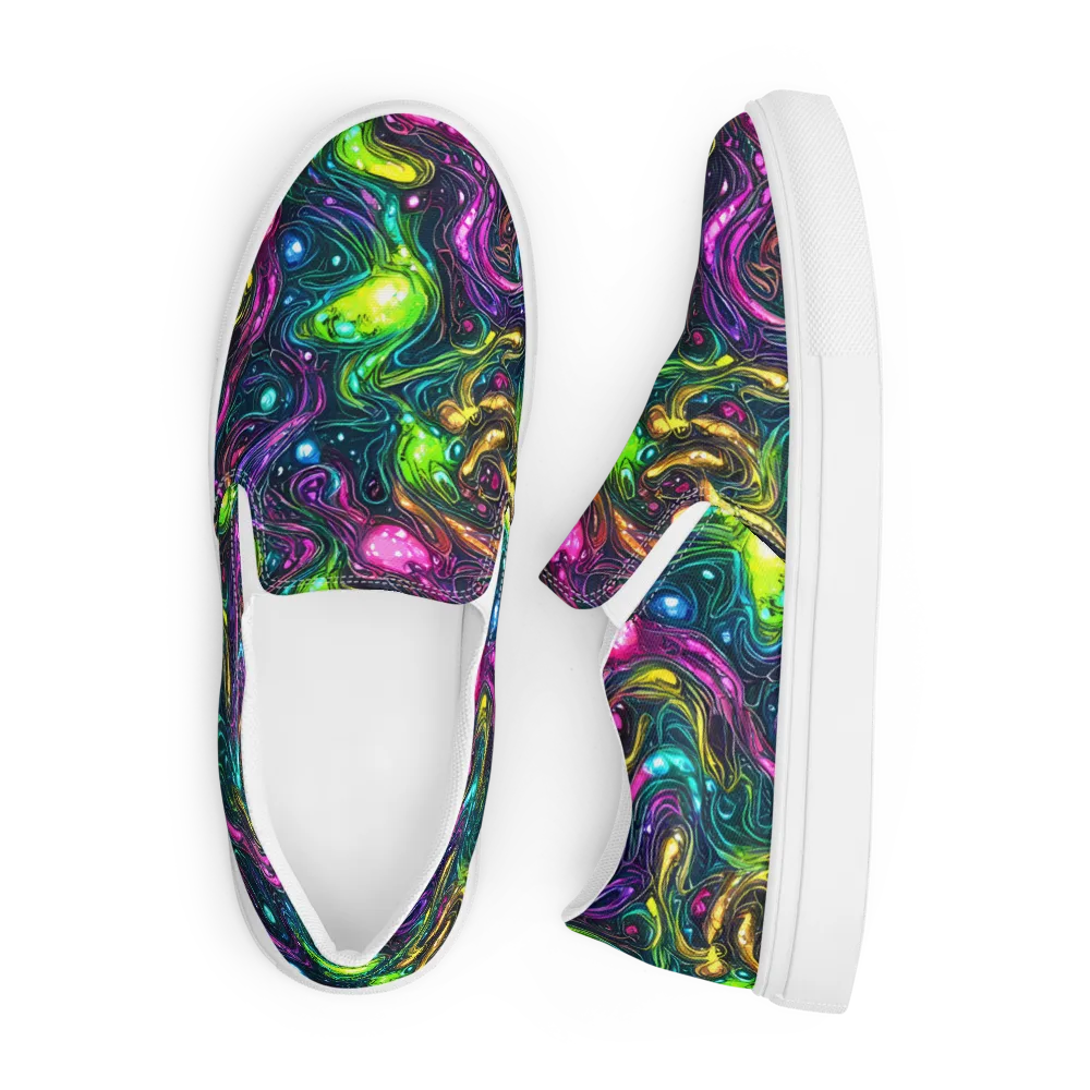 Cosmic Candy Current on Men's Slip-On Canvas Shoes — Front