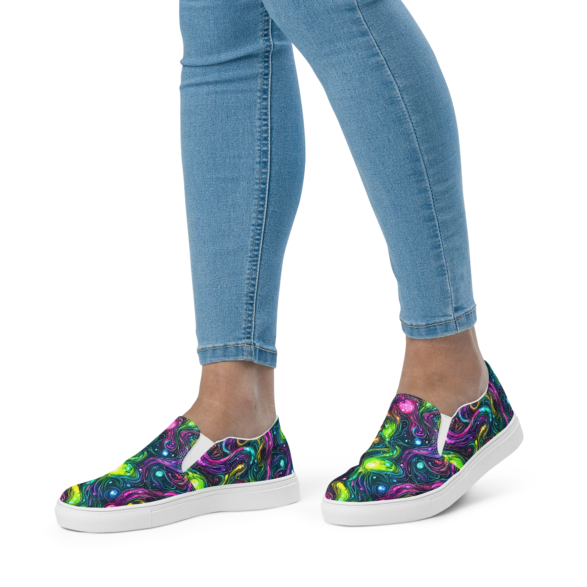 Cosmic Candy Current on Women's Slip-On Canvas Shoes — Front