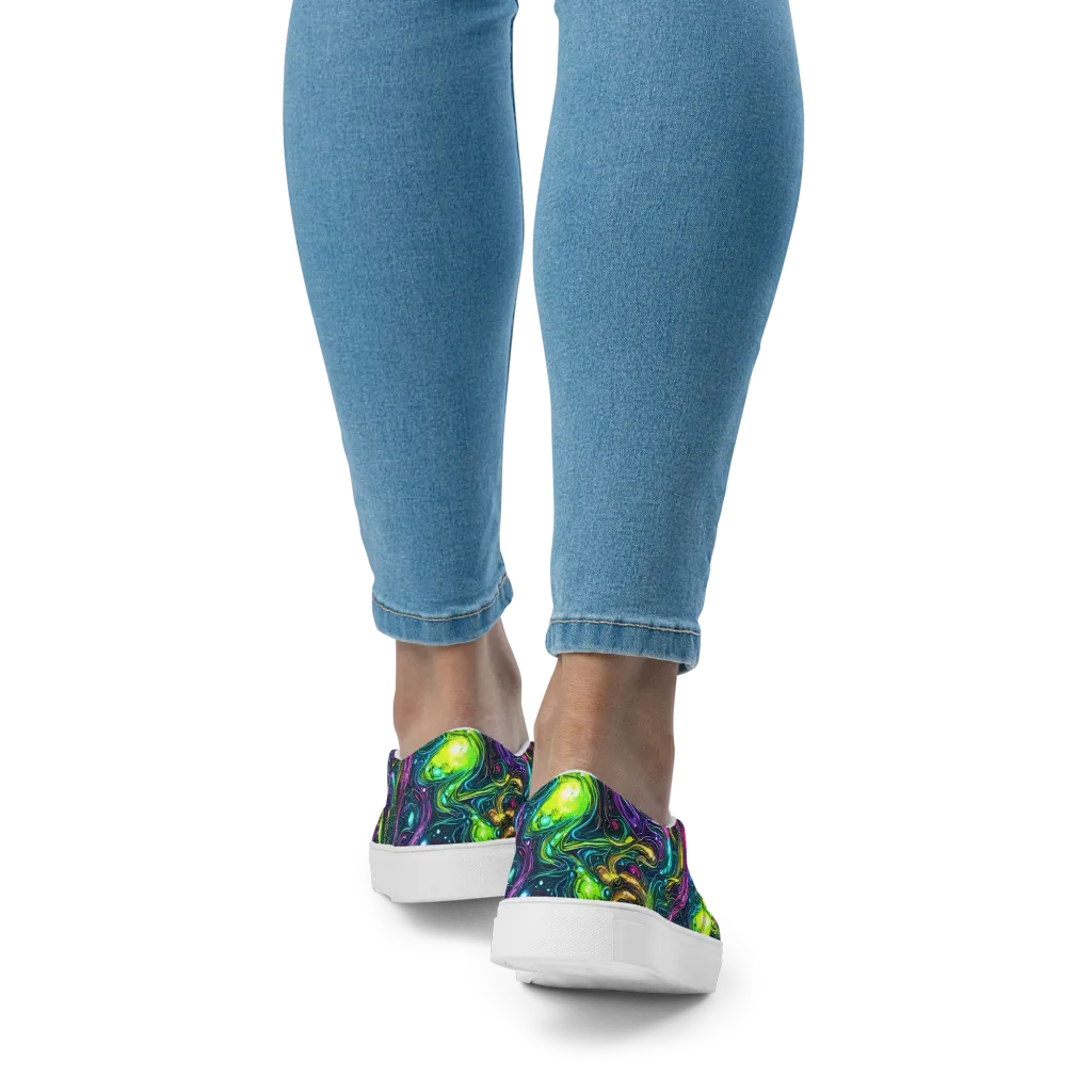Cosmic Candy Current on Women's Slip-On Canvas Shoes — Back