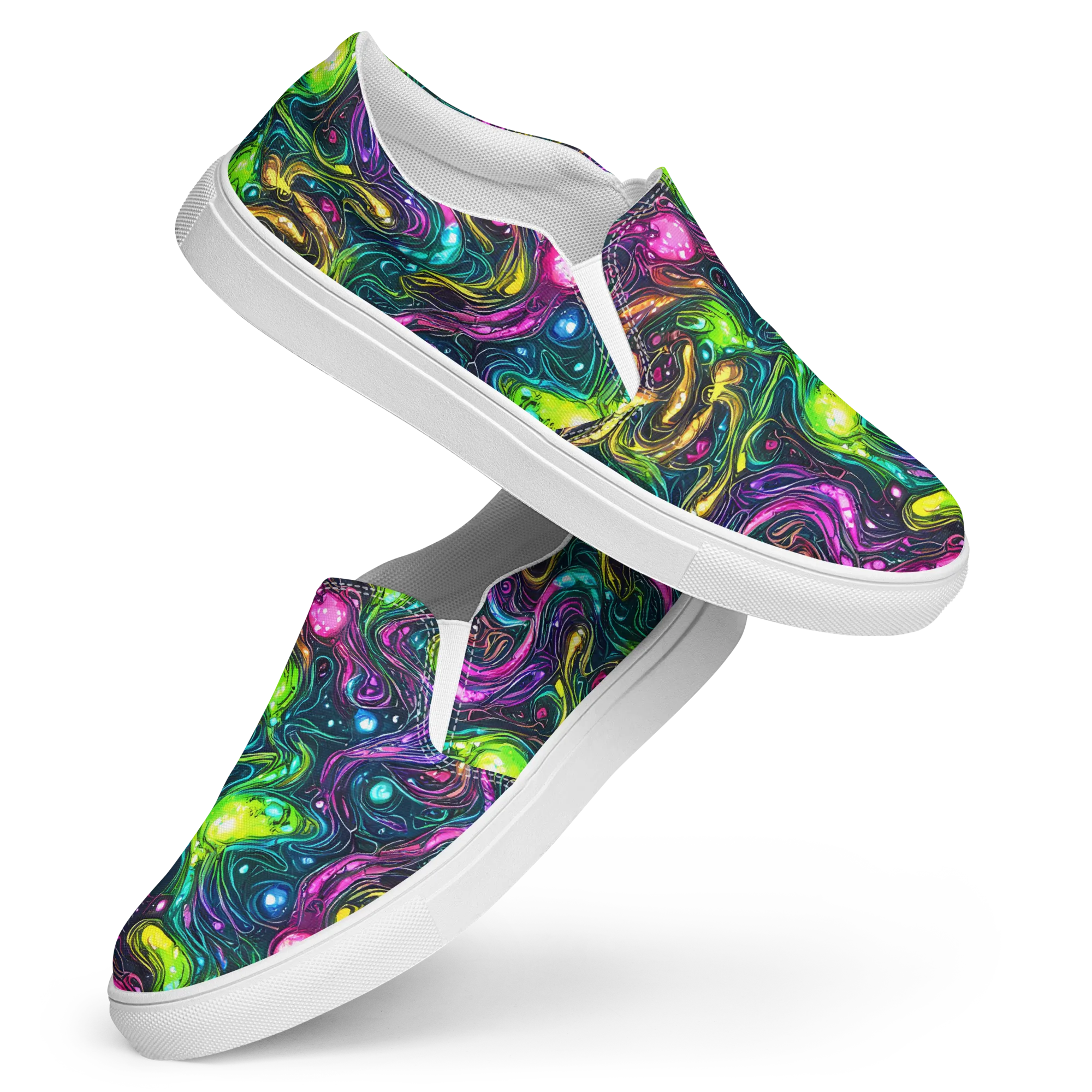 Cosmic Candy Current on Women's Slip-On Canvas Shoes — Front