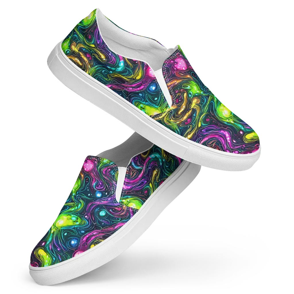 Cosmic Candy Current on Women's Slip-On Canvas Shoes — Front