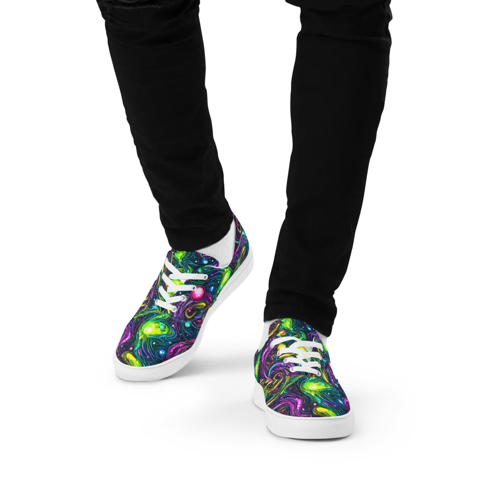 Cosmic Candy Current on Men's Lace-Up Canvas Shoes — Front