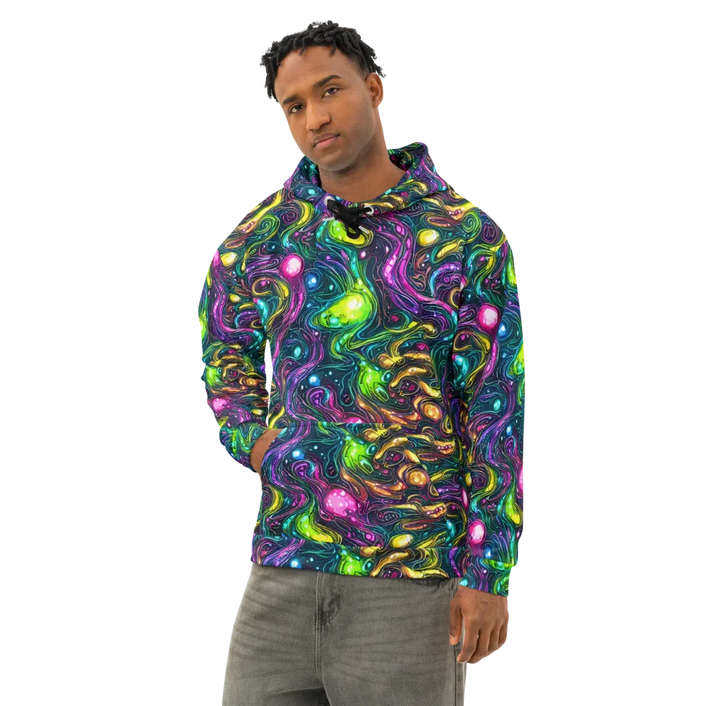 Cosmic Candy Current on Cotton Hoodie — Left Front