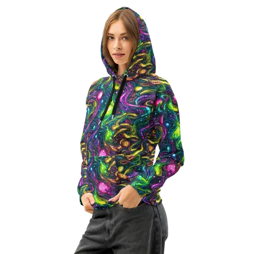 Cosmic Candy Current on a Cotton Hoodie