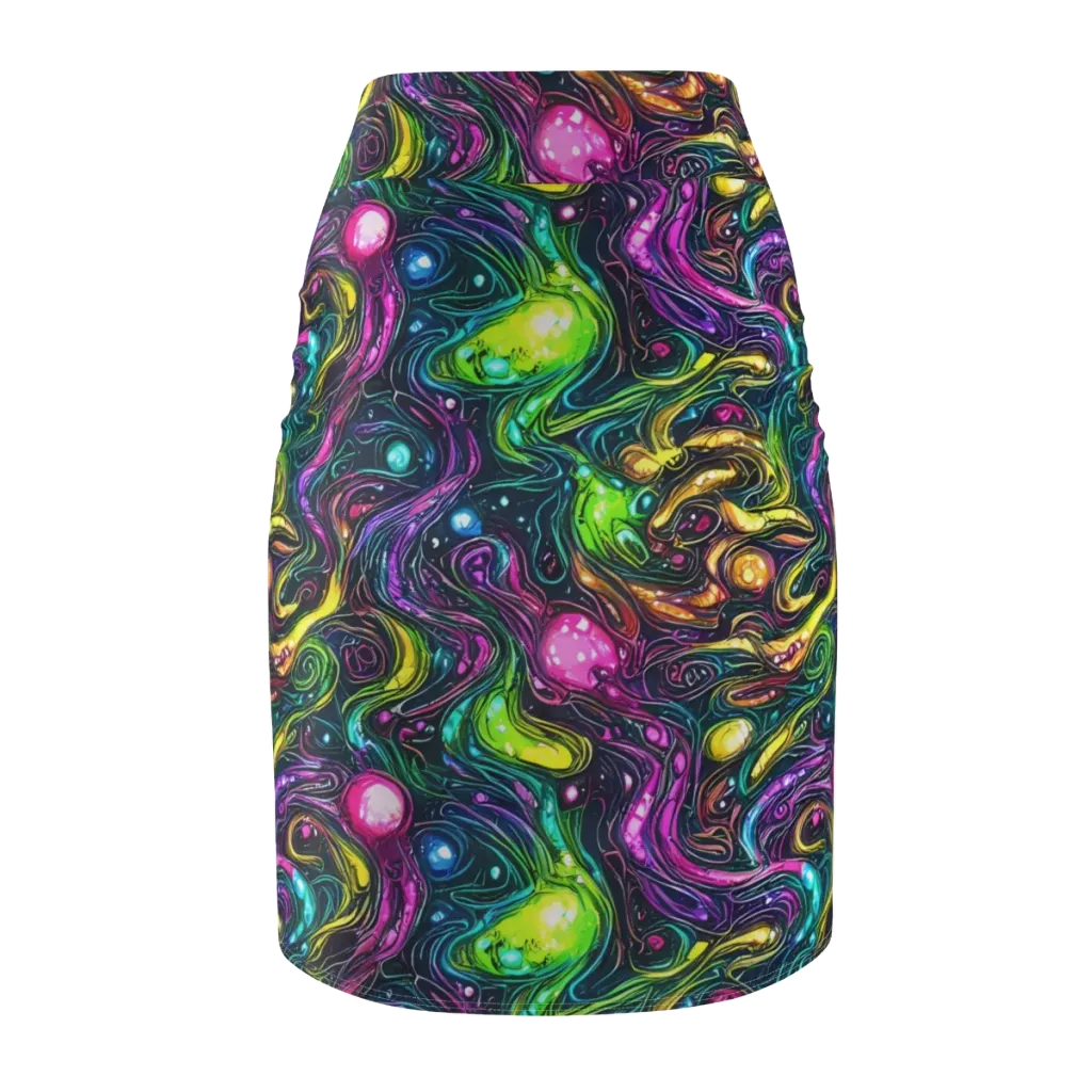 Cosmic Candy Current on Pencil Skirt — Back