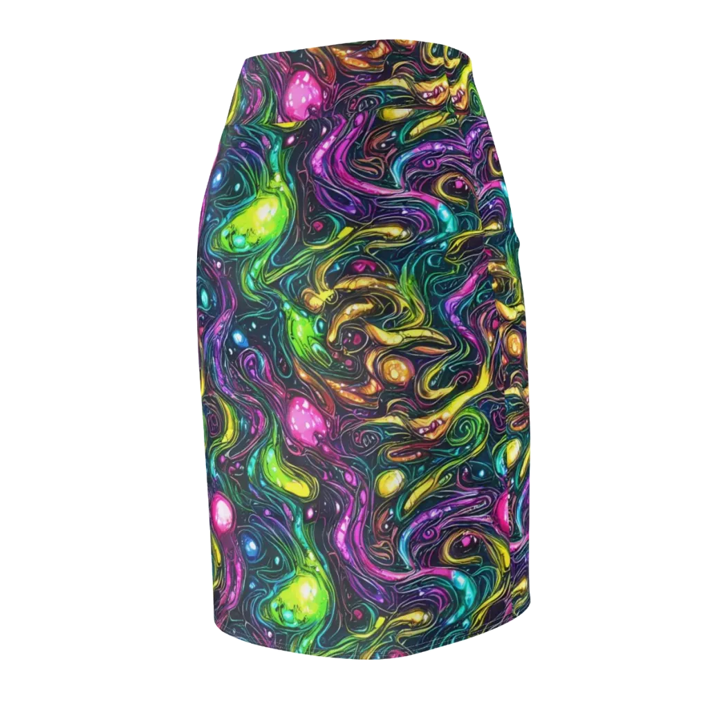 Cosmic Candy Current on Pencil Skirt — Back Side
