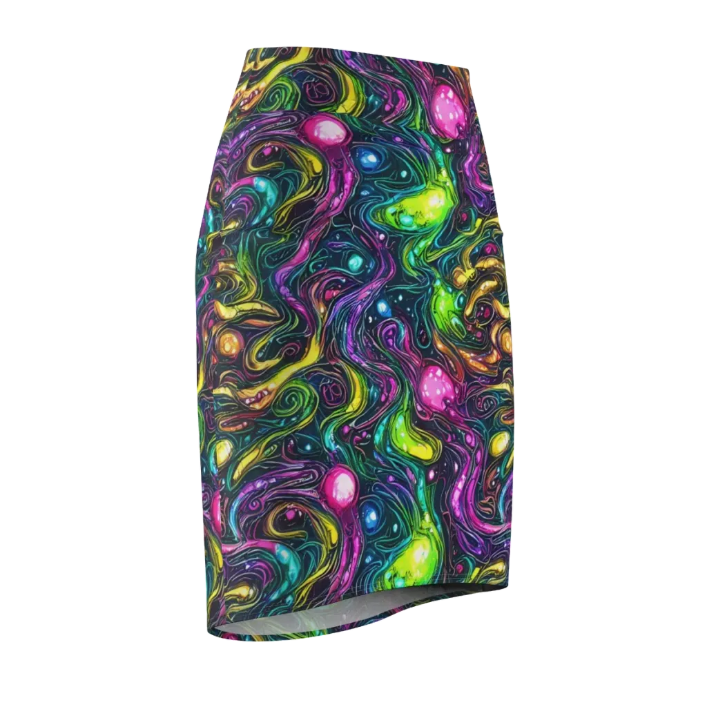 Cosmic Candy Current on Pencil Skirt — Front Side