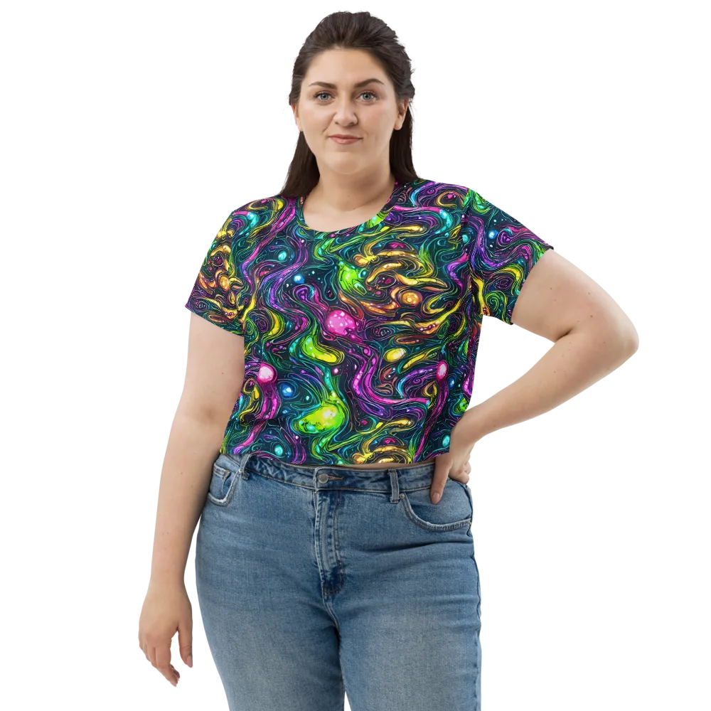Cosmic Candy Current on Crop Tee — Front