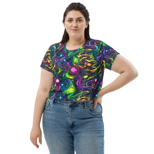 Cosmic Candy Current on a Crop Tee