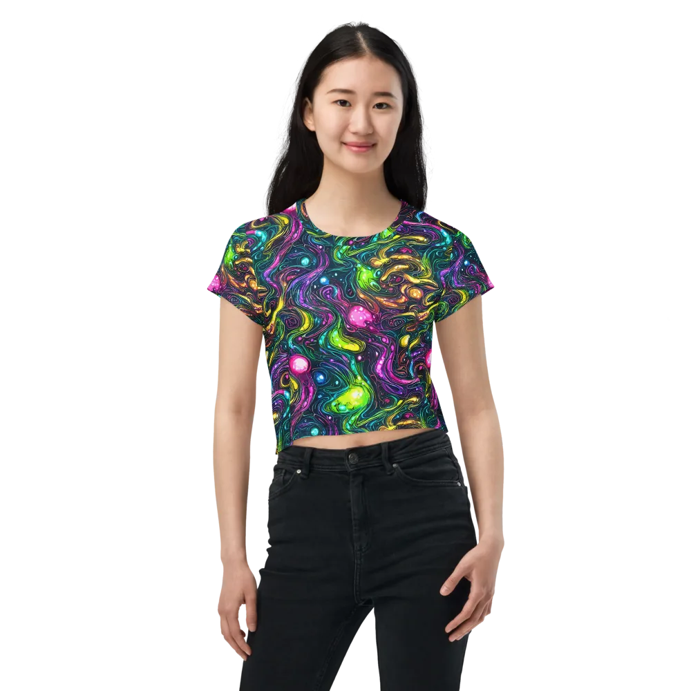 Cosmic Candy Current on Crop Tee — Front