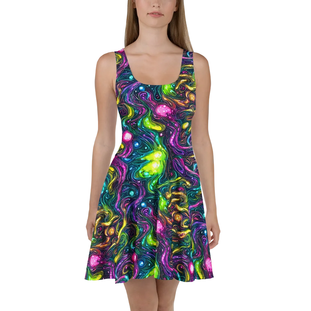 Cosmic Candy Current on Skater Dress — Front