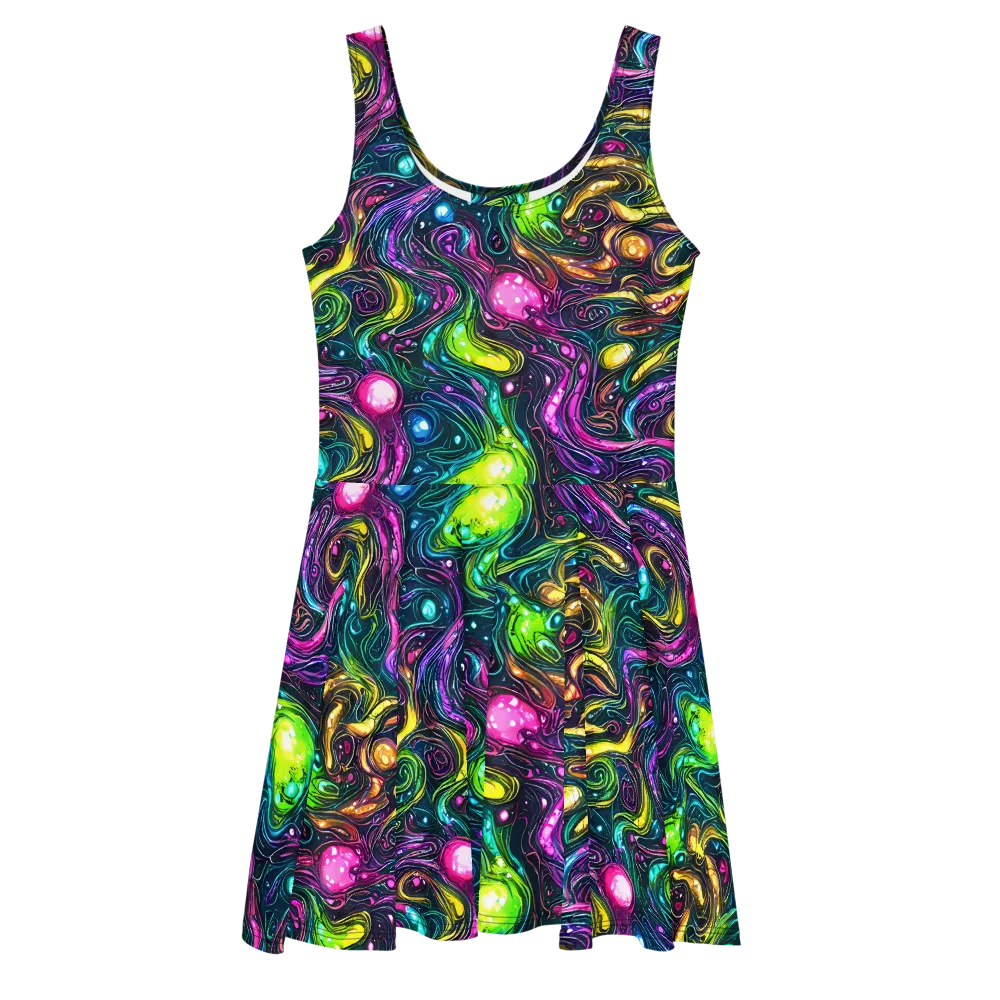 Cosmic Candy Current on Skater Dress — Front