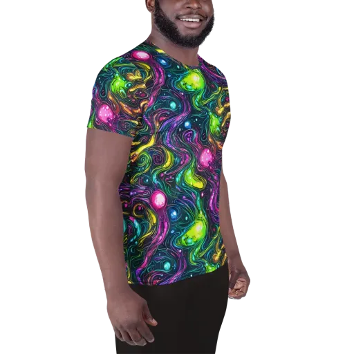 Cosmic Candy Current on a Men's Athletic T-Shirt
