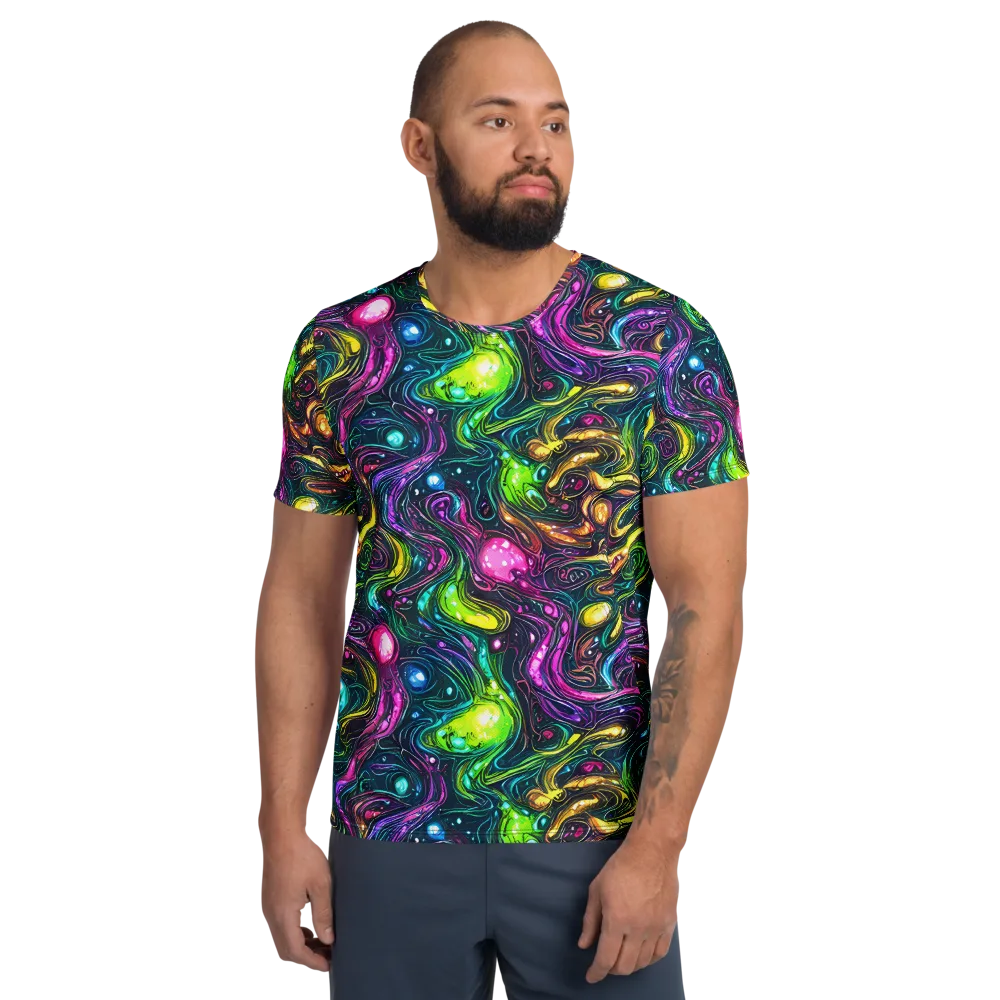 Cosmic Candy Current on Men's Athletic T-Shirt — Front
