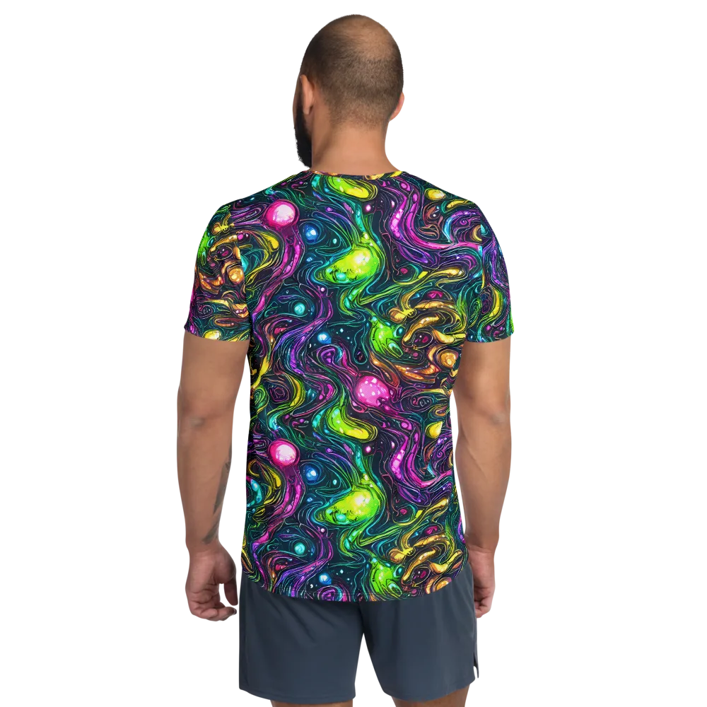 Cosmic Candy Current on Men's Athletic T-Shirt — Back