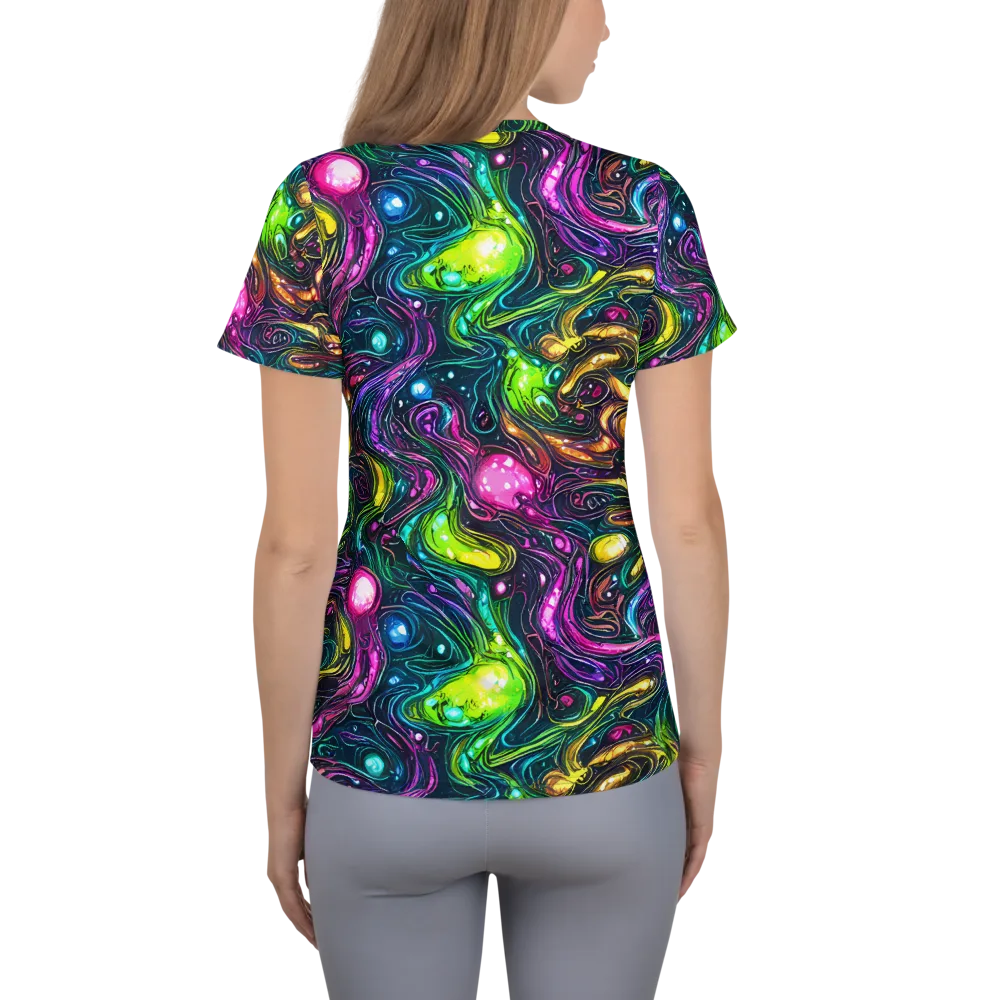 Cosmic Candy Current on Women's Athletic T-Shirt — Back