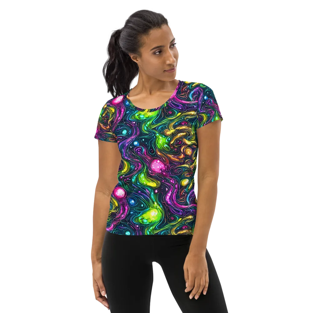 Cosmic Candy Current on Women's Athletic T-Shirt — Front
