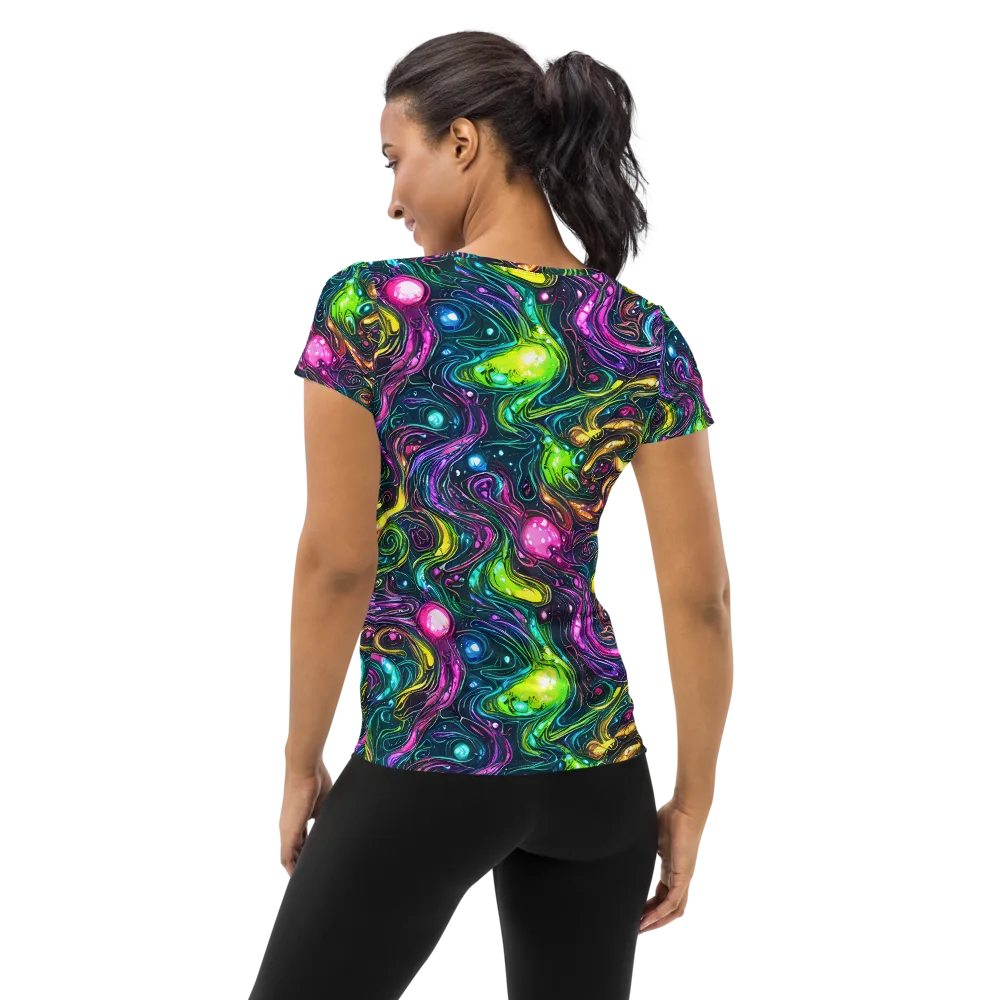 Cosmic Candy Current on Women's Athletic T-Shirt — Back