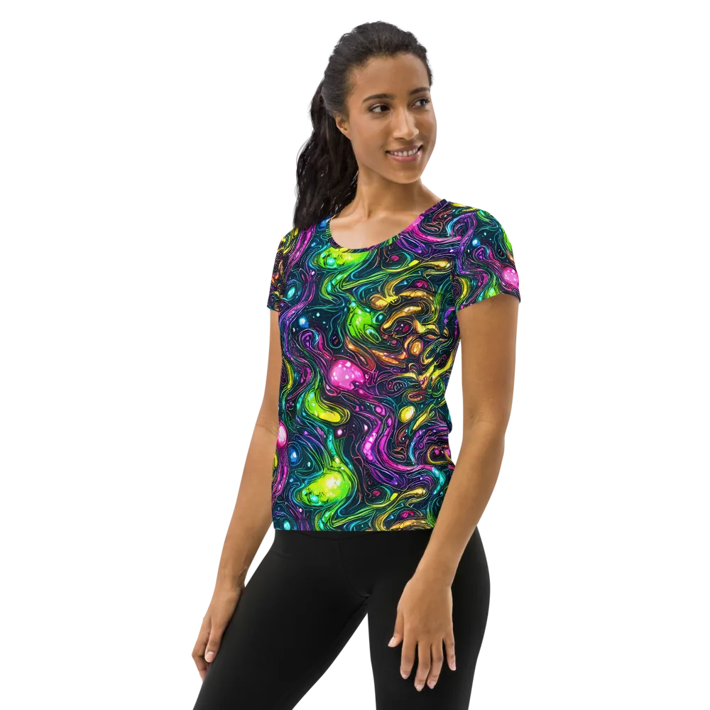 Cosmic Candy Current on Women's Athletic T-Shirt — Left