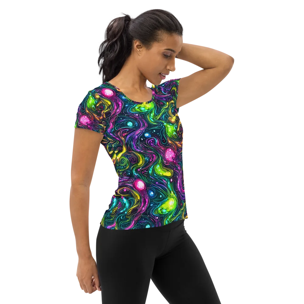 Cosmic Candy Current on Women's Athletic T-Shirt — Right