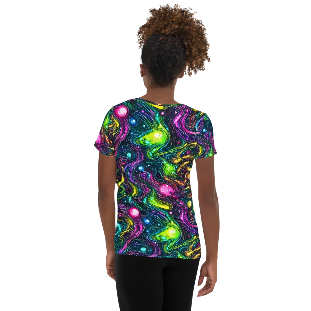 Cosmic Candy Current on Women's Athletic T-Shirt — Back