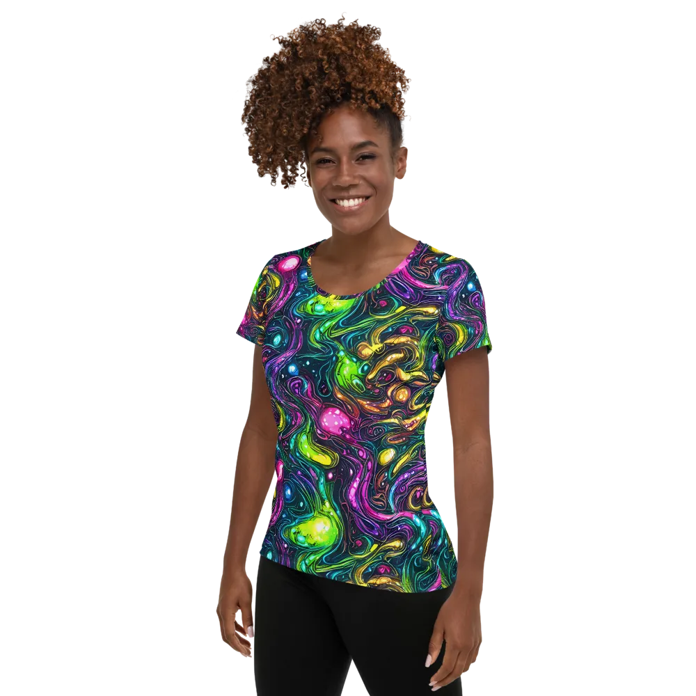 Cosmic Candy Current on Women's Athletic T-Shirt — Left