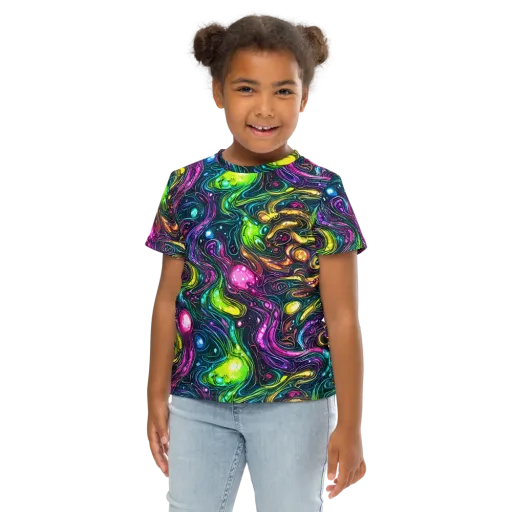 Cosmic Candy Current on a Kids Crew Neck T-Shirt