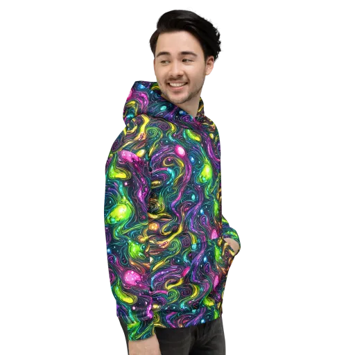 Cosmic Candy Current on a Hoodie