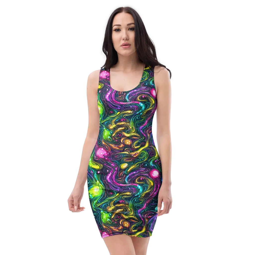 Cosmic Candy Current on Bodycon Dress — Front