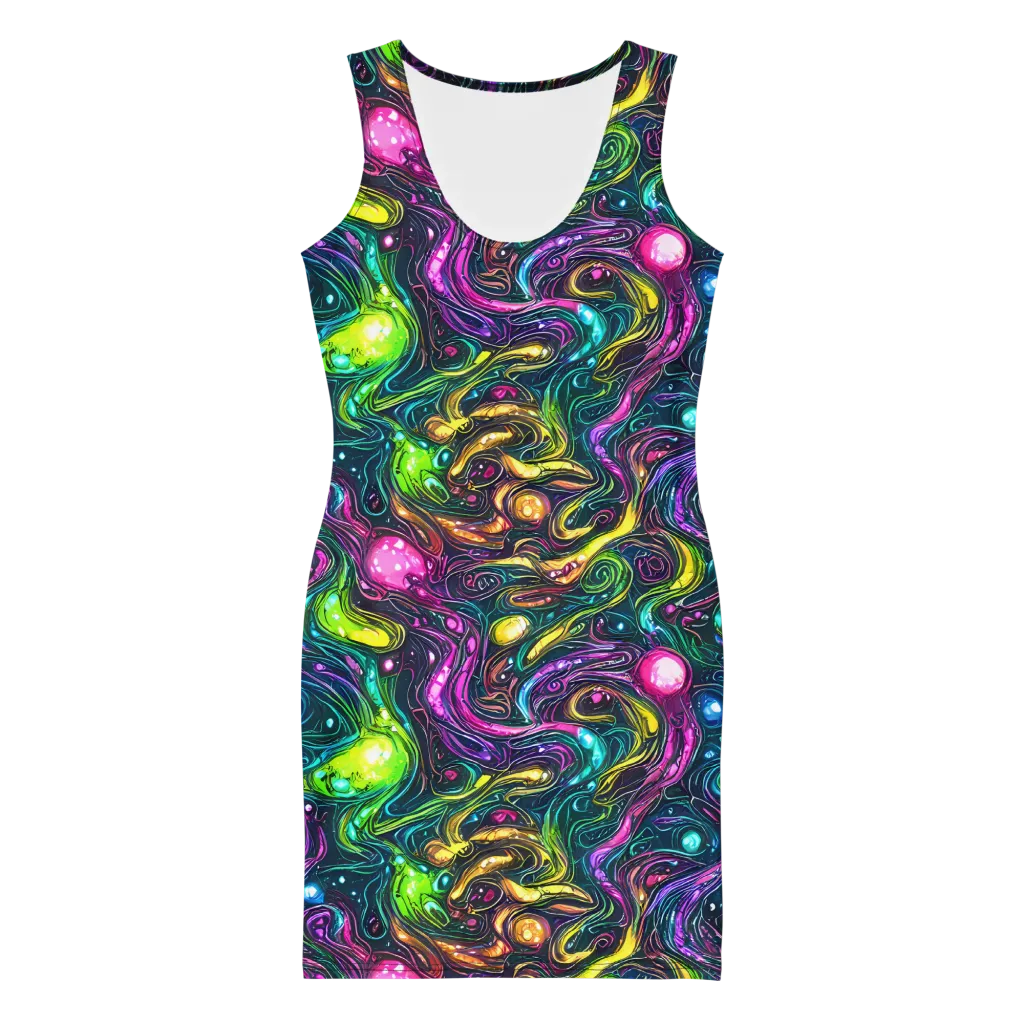 Cosmic Candy Current on Bodycon Dress — Front