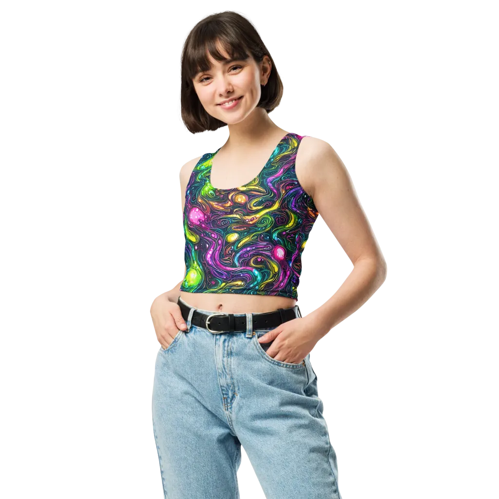 Cosmic Candy Current on Crop Top — Front