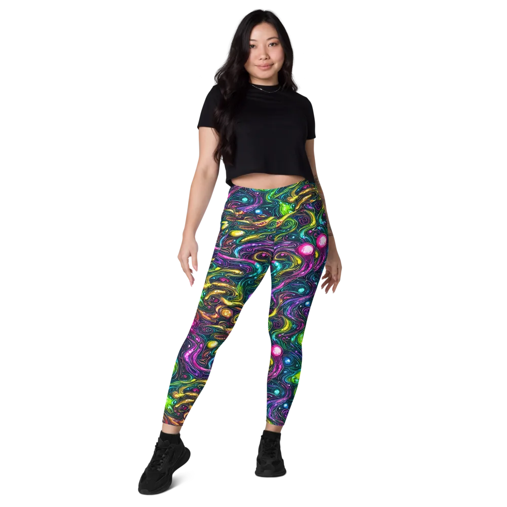 Cosmic Candy Current on Leggings with Pockets — Front