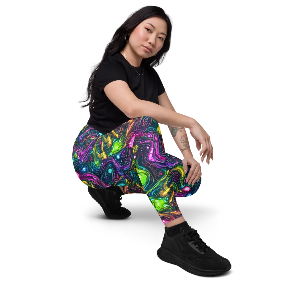 Cosmic Candy Current on Leggings with Pockets — Right Front