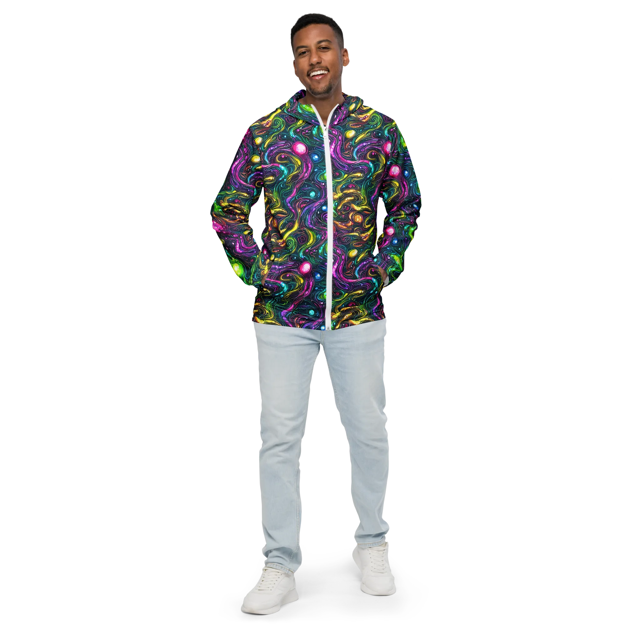 Cosmic Candy Current on Men's Windbreaker — Front