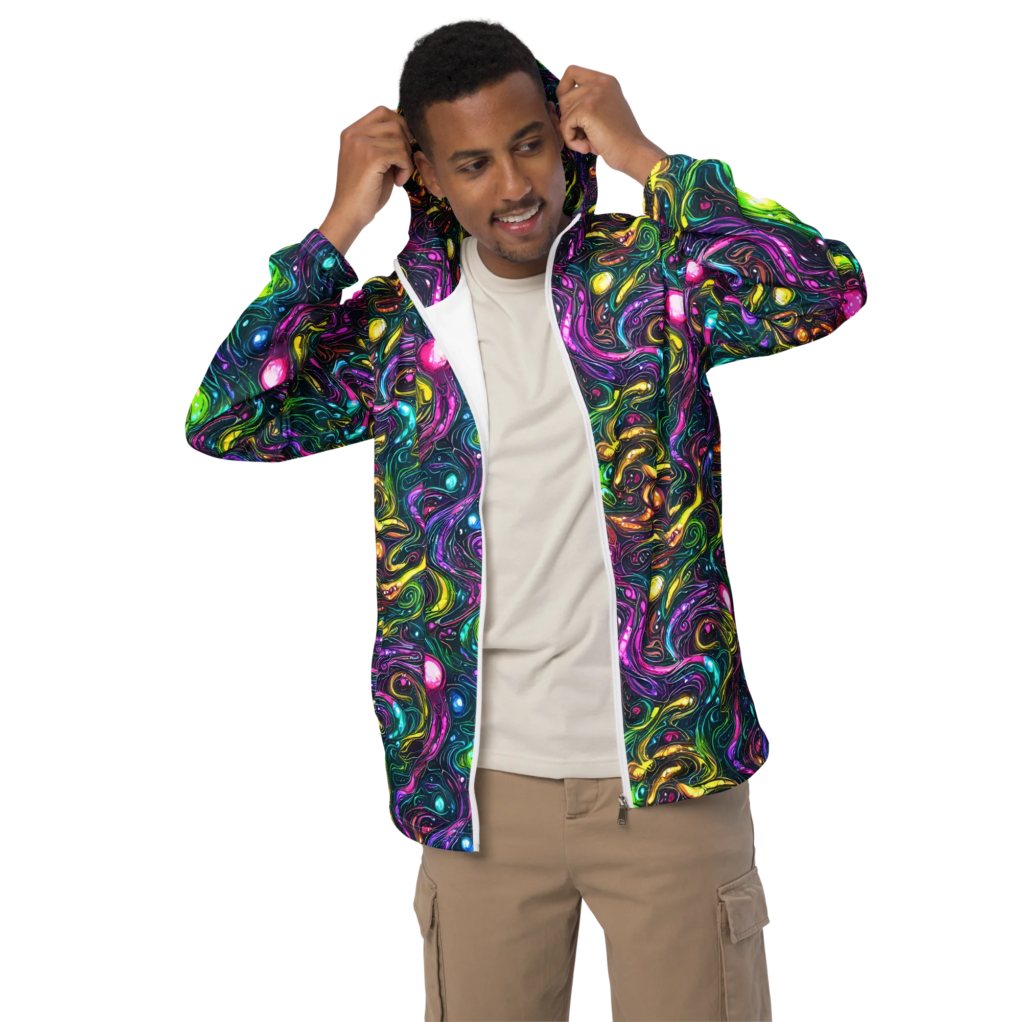 Cosmic Candy Current on Men's Windbreaker — Front