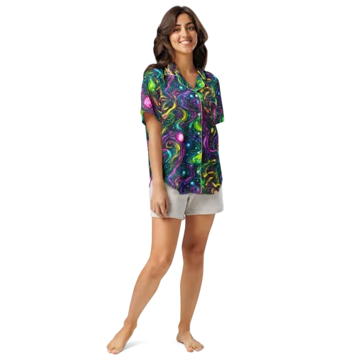 Cosmic Candy Current on a Women's Short Sleeve Pajama Top
